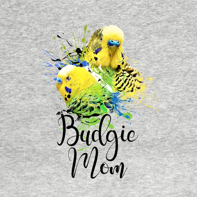 Color Splatter Budgie Parrot Mom White by BirdNerd